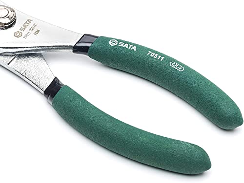 SATA 6-Inch Slip-Joint Pliers, Chrome Vanadium Steel Body, with Green Handles and Rivet Joint Assembly - ST70511ST