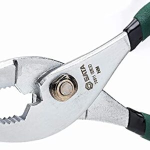 SATA 6-Inch Slip-Joint Pliers, Chrome Vanadium Steel Body, with Green Handles and Rivet Joint Assembly - ST70511ST