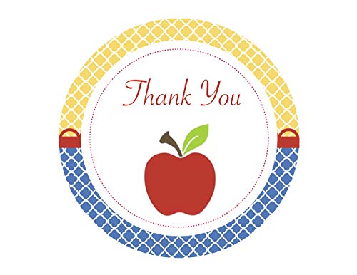 Apple Thank You Stickers 24 pcs for Princess Birthday Party Decoration Supplies, Teacher Day and Girl Baby Shower Themed