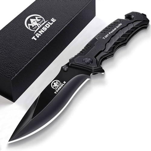 TANSOLE TAN SOLE Pocket Folding Knife with Pocket Clip for outdoor camping survival hunting (T-301)