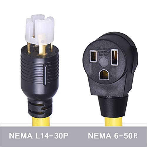 yodotek 1.5FT NEMA L14-30P to 6-50R,Generator Power Cord to 50 Amp Welder Adapter, 4 Prong to 3 Wire 125/250v