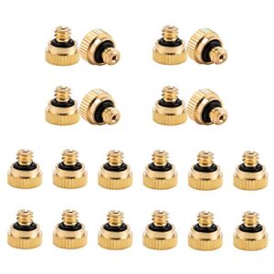 hisweeth 20packs misting nozzles 10/24 unc mister 0.4mm(0.016inch) brass misting nozzles replacement low pressure atomizing misting sprayer outdoor cooling mister system for patio outdoor