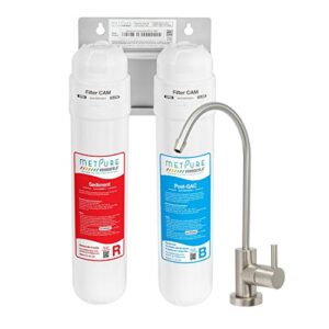 metpure versatile under sink water filter system | 2 stage quick easy change twist filtration system | water purifier for clean drinking water & simple set up | removes chlorine bad taste & odor