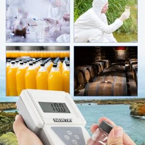 NEWTRY Turbidity Meter, Portable Digital Water Turbidimeter, ISO7027 Compliant, Accuracy 0.1, 0-200NTU, LCD with Backlight, for Lab Water Treatment Plant Wine Industry