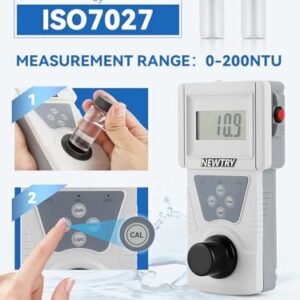 NEWTRY Turbidity Meter, Portable Digital Water Turbidimeter, ISO7027 Compliant, Accuracy 0.1, 0-200NTU, LCD with Backlight, for Lab Water Treatment Plant Wine Industry