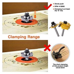 Yakamoz 1/4 Inch Shank 3-Wing Adjustable Slot Cutter Router Bit Set with Bearings | 6-Picecs Slotting Cutting Blades, 1/2 Inch Cutting Depth, 6 Different Cutting Widths