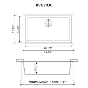 Ruvati 30 x 18 inch Granite Composite Undermount Single Bowl Kitchen Sink - Midnight Black - RVG2030BK