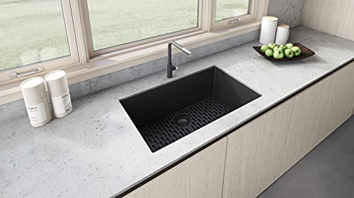 Ruvati 30 x 18 inch Granite Composite Undermount Single Bowl Kitchen Sink - Midnight Black - RVG2030BK