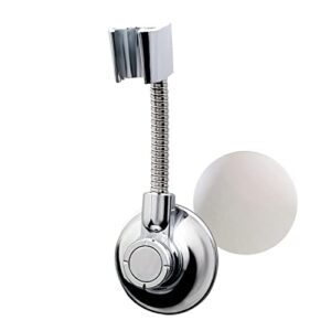 bath beyond shower head holder - flexible shower head holder adjustable vacuum suction cup shower head wall mount holder for hand held shower head (adhesive sticker provided) (chrome)