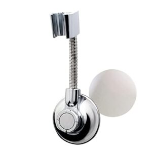 Bath Beyond Shower Head Holder - Flexible Shower Head Holder Adjustable Vacuum Suction Cup Shower Head Wall Mount Holder for Hand Held Shower Head (Adhesive Sticker Provided) (Chrome)