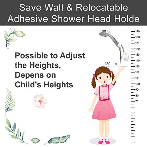 Bath Beyond Shower Head Holder - Flexible Shower Head Holder Adjustable Vacuum Suction Cup Shower Head Wall Mount Holder for Hand Held Shower Head (Adhesive Sticker Provided) (Chrome)