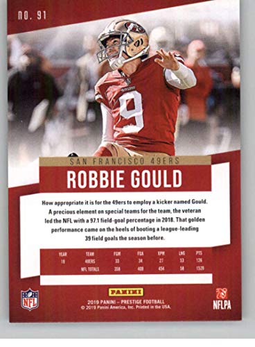 2019 Panini Prestige #91 Robbie Gould San Francisco 49ers Football NM-MT