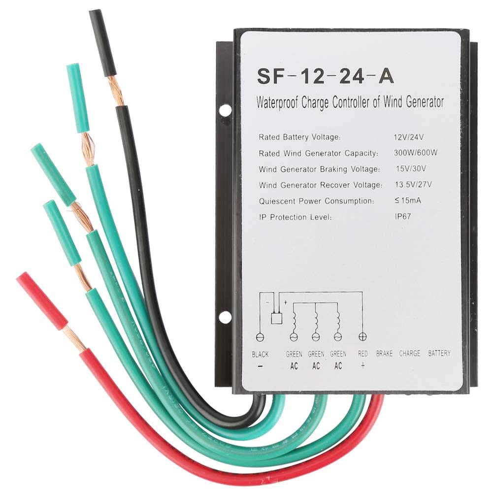 Wind Charge Controller 12V/24V 300W/600W,Automatic Wind Power Charge Regulator,IP67 Waterproof Wind Turbine Generator Charge Controller Regulator