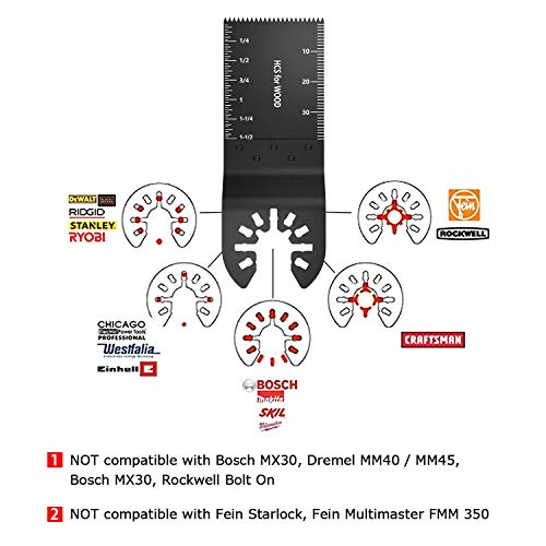 Littlegrass 60 Pack Professional Upgrade Wood/Bi-Metal Oscillating Saw Blades Universal Quick Release Multitool Tool Blade Japan Tooth for Bosch, Craftsman, Fein, Ridgid, Tch, Makita