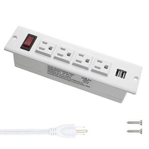 recessed power strip socket with usb ports mountable desk power outlet desktop power strip 4 ac outlets 2 usb ports for conference cabinet sofa countertop ul listed