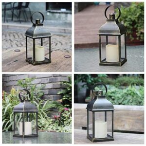 Decorative Candle Lanterns Flameless Battery-Operated with Timer Function, Christmas Gifts, Holiday Lights,10'' Indoor Outdoor Waterproof Hanging Lantern Decor for Wedding(Bronze, 1