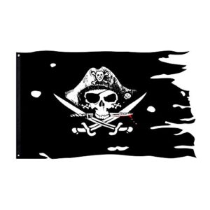 dead man's chest skull bones jolly roger flag 3x4.8fts crossbone pirate banner creepy ragged