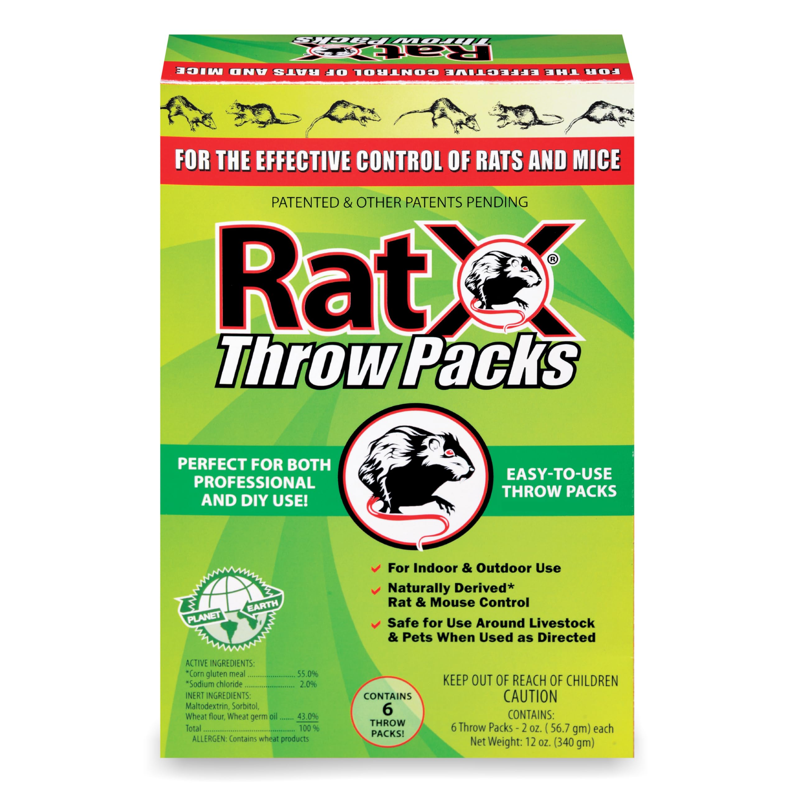 RatX Throw Packs- for All Species of Rats and Mice Safe Around Pets