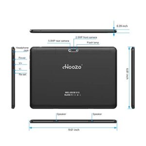 Hoozo Android Tablet 10 Inch, WiFi Tablet with 32GB Storage, 8MP Camera, 6000mAH Battery, WiFi, Bluetooth, HD IPS Screen Tabletas PC - Black