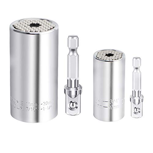 KAYLAN Universal Socket Wrench Set (11-32mm 7-19mm) Multi-function Hand Tools Universal Repair Tools,Multi-function Ratchet Universal Sockets,2 PCS Set