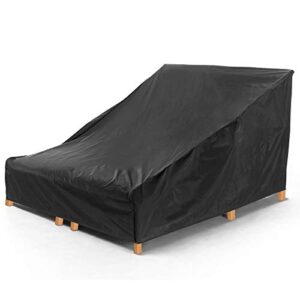 Weatherproof and Fade-Resistant Double Patio Chaise Lounge Cover, 2-Person Double Wide Chaise Lounge Protective Dust Cover 82 Inch Black