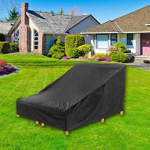 Weatherproof and Fade-Resistant Double Patio Chaise Lounge Cover, 2-Person Double Wide Chaise Lounge Protective Dust Cover 82 Inch Black