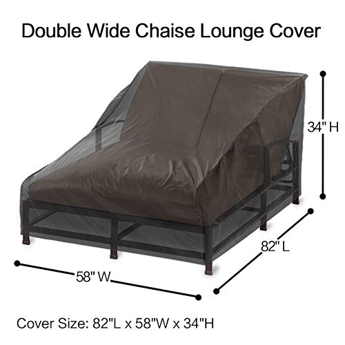 Weatherproof and Fade-Resistant Double Patio Chaise Lounge Cover, 2-Person Double Wide Chaise Lounge Protective Dust Cover 82 Inch Black