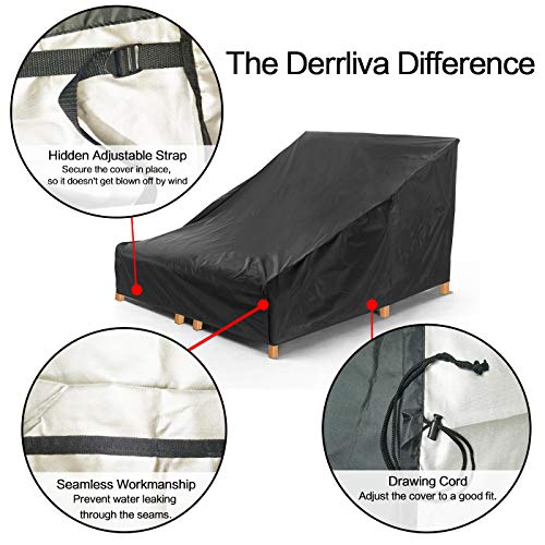 Weatherproof and Fade-Resistant Double Patio Chaise Lounge Cover, 2-Person Double Wide Chaise Lounge Protective Dust Cover 82 Inch Black