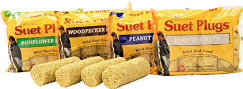 Wildlife Sciences Suet Plugs Variety 16 Pack, 4 Wrapped 4 Packs 12 Ounces Each