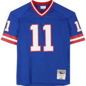 Phil Simms New York Giants Autographed Mitchell & Ness Blue Replica Jersey with "SB XXI MVP" Inscription - Autographed NFL Jerseys