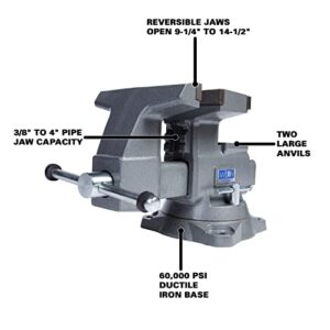 Wilton 8" Reversible Bench Vise, 9-1/4" & 14-1/2" Jaw Opening, 360° Swivel Base (4800R)