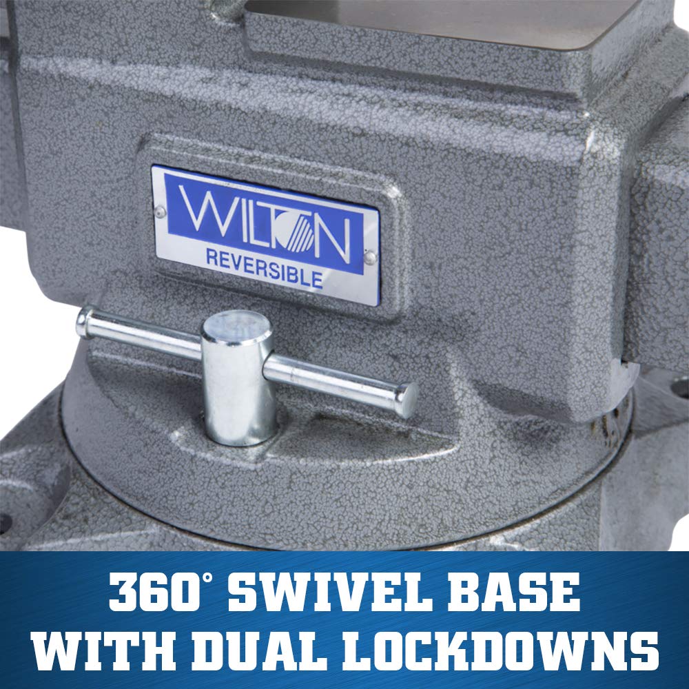 Wilton 6-1/2" Reversible Bench Vise, 7-1/4" & 12-3/4" Jaw Opening, 360° Swivel Base (4650R)