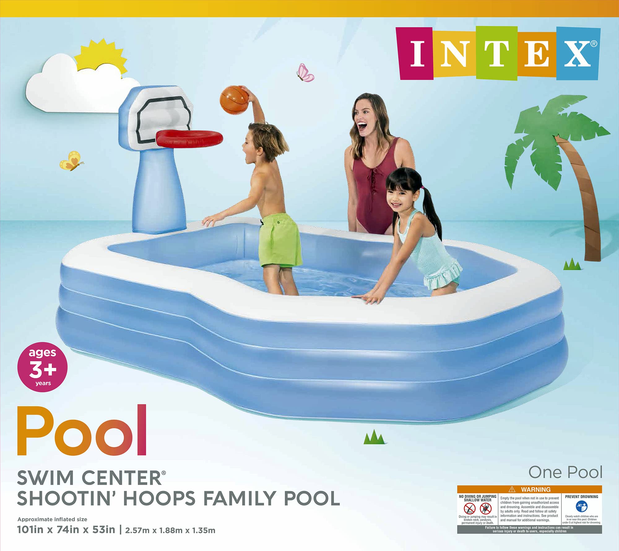 Intex Shootin' Hoops Swim Center Family Pool, for Ages 3+, Multicolor