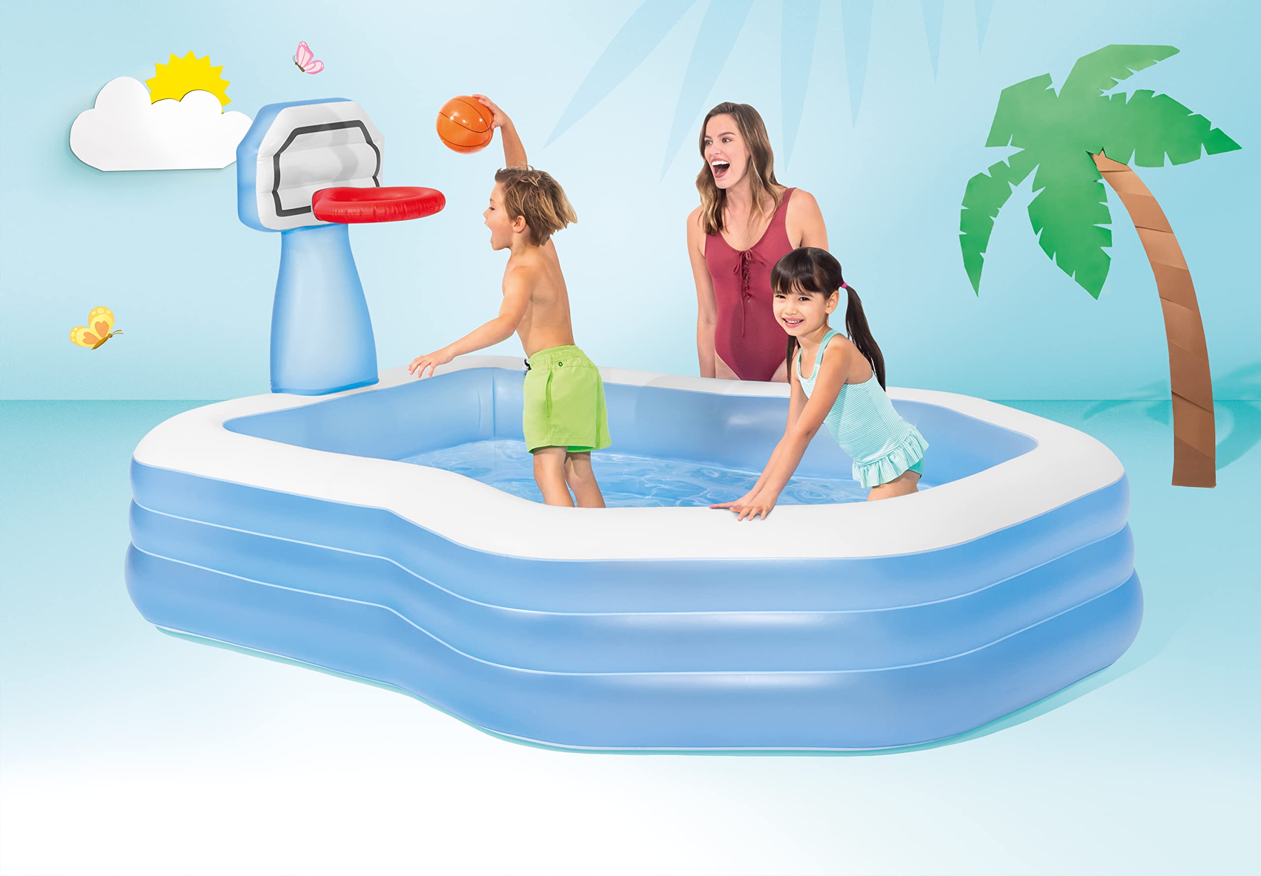 Intex Shootin' Hoops Swim Center Family Pool, for Ages 3+, Multicolor