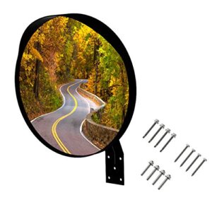 watchyrback black 18 inch convex mirror, outdoor or indoor, wide angle view, curved traffic safety and security mirror 460 mm