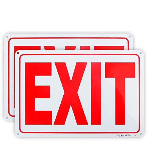 Enjoyist 2-Pack Exit Sign, 10"x 7" .04" Aluminum Reflective Sign Rust Free Aluminum-UV Protected and Weatherproof