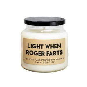 personalized light when name farts soy candle