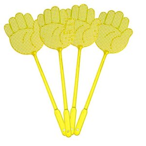 ofxdd fly swatter, long fly swatter pack, fly swatter heavy duty, yellow color shape palm (4 pack)