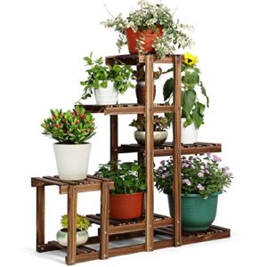 hynawin wood plant stands, indoor outdoor plant rack, multi tiers plant shelf holder, display storage shelves for patio garden balcony yard