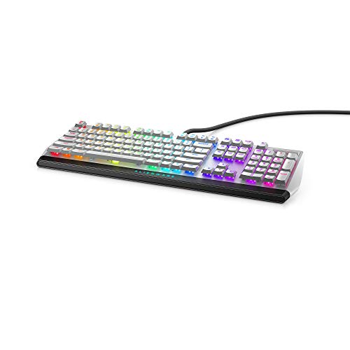 New Alienware Low-Profile RGB Gaming Keyboard AW510K Light, Alienfx Per Key RGB Lighting, Media Controls and USB Passthrough, Cherry MX Low Profile Red Switches, Lunar light