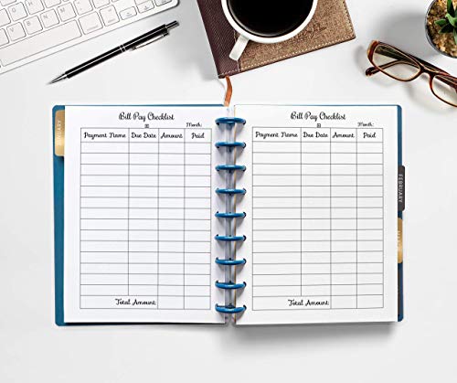 Monthly Budget Forms Bill Pay Checklist for 9-Disc Planners, Fits 9-Disc Notebooks, 7"x9.25" (PLANNER, TABS and the RINGS are NOT INCLUDED)