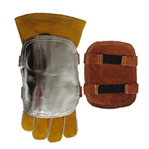 welding hand pad, leather aluminized back heat shield split cowhide