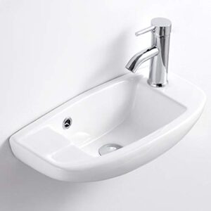 qi&yi bathroom vanity ceramic vessel sink wall mount small half bathroom corner basin faucet pop up drain combo …