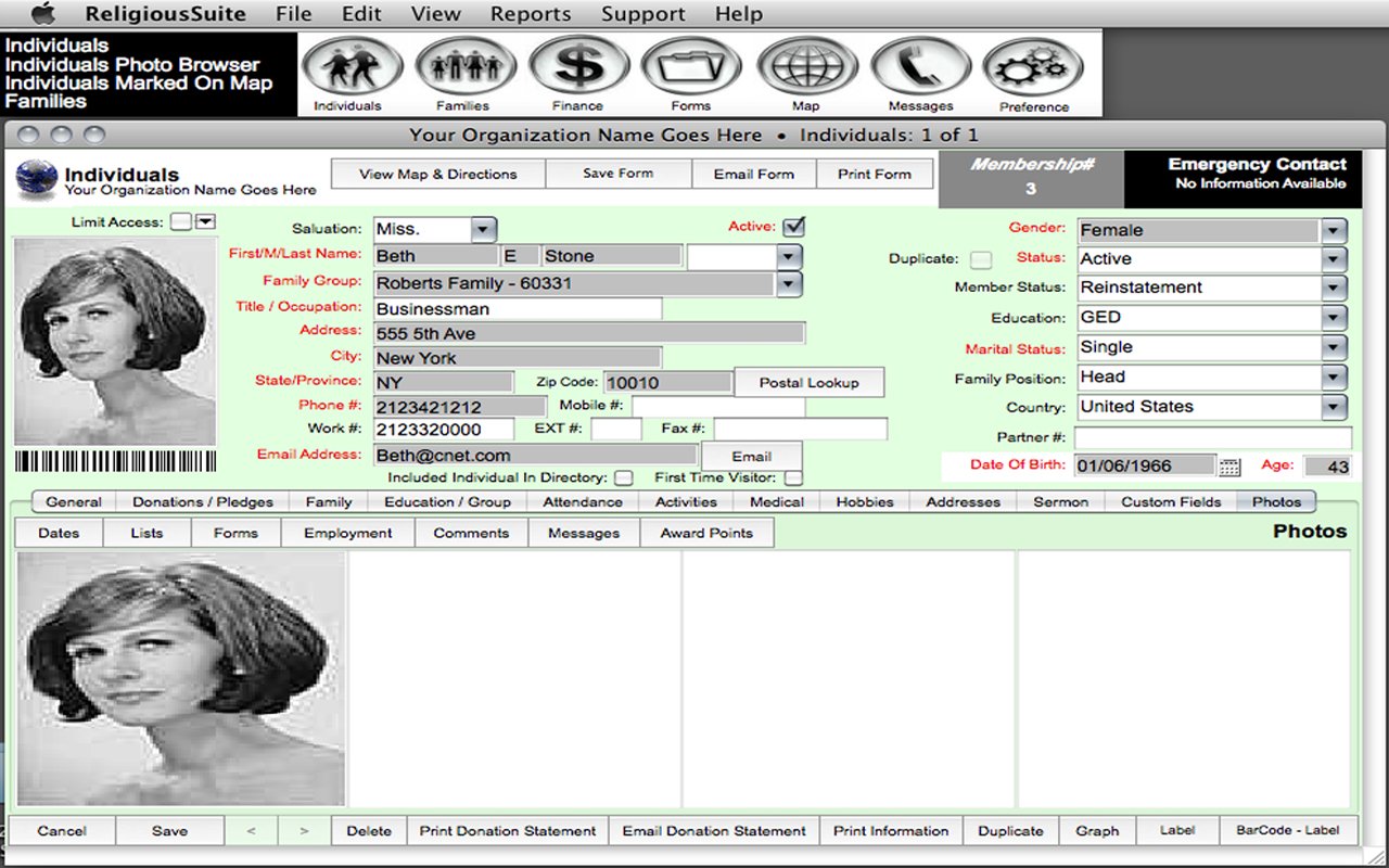 Church Management Software - Religious Suite (MAC/WIN) / Single User / Single Computer