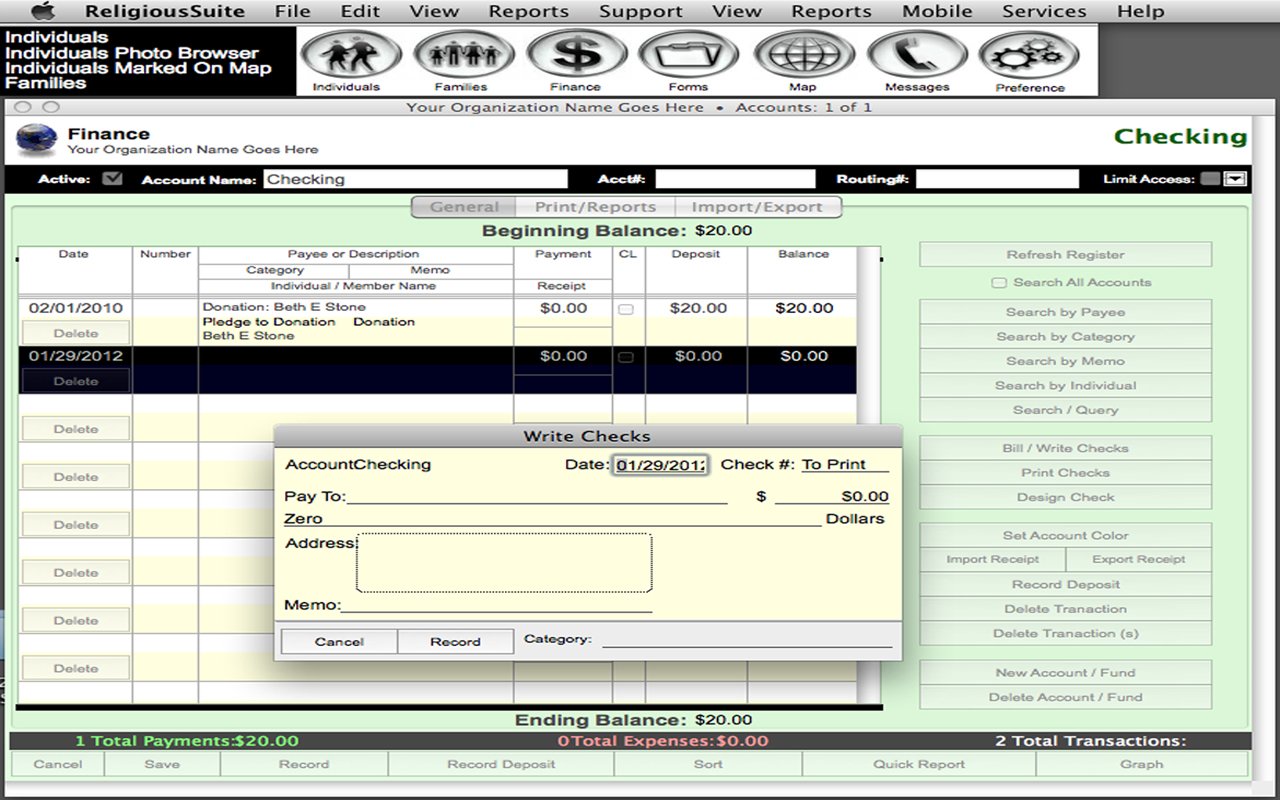 Church Management Software - Religious Suite (MAC/WIN) / Single User / Single Computer