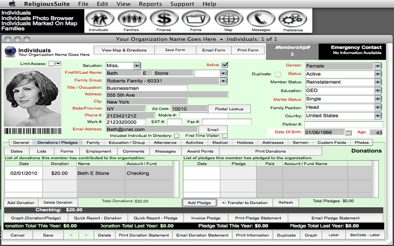 Church Management Software - Religious Suite (MAC/WIN) / Single User / Single Computer