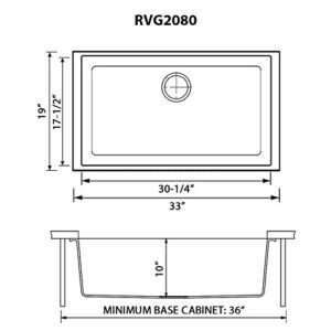 Ruvati 33 x 19 inch Granite Composite Undermount Single Bowl Kitchen Sink - Arctic White - RVG2080WH