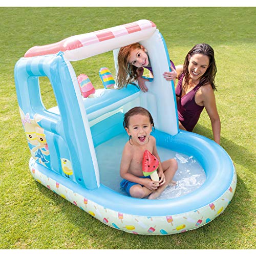 Intex Ice Cream Stand Inflatable Playhouse and Pool, for Ages 2-6, Multi, Model Number: 48672EP