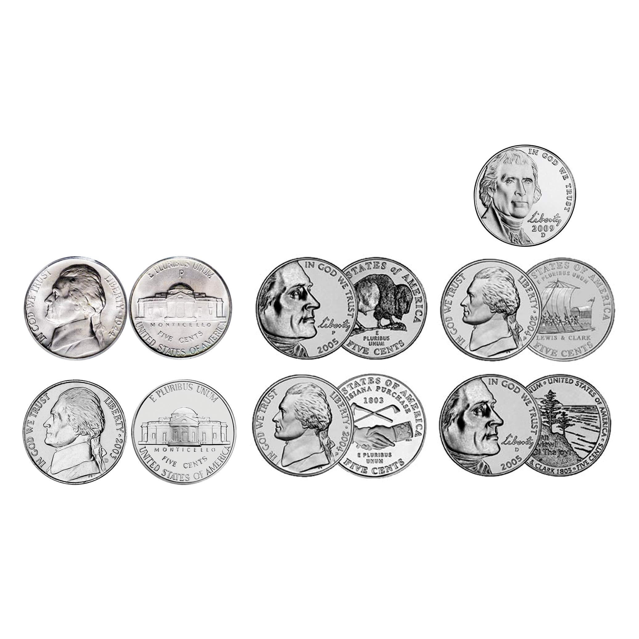Jefferson Nickel Bankers Bag Beginner Coin Set | Kids Starter Collection | 17 Genuine United States Coins | Canvas Bag- American Coin Treasures
