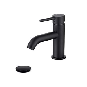 jakarda single handle black bathroom faucet with brass drain assembly and escutcheon, matte black (matte black-jo1)